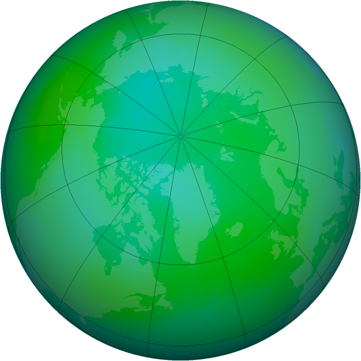 Arctic ozone map for August 2008
